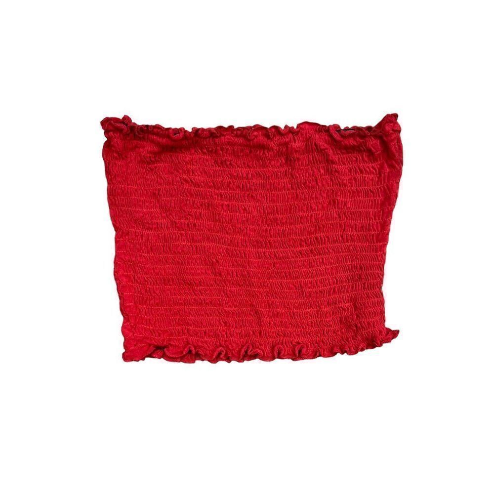 IVY & MAIN Red Elastic Strapless Top Size Medium